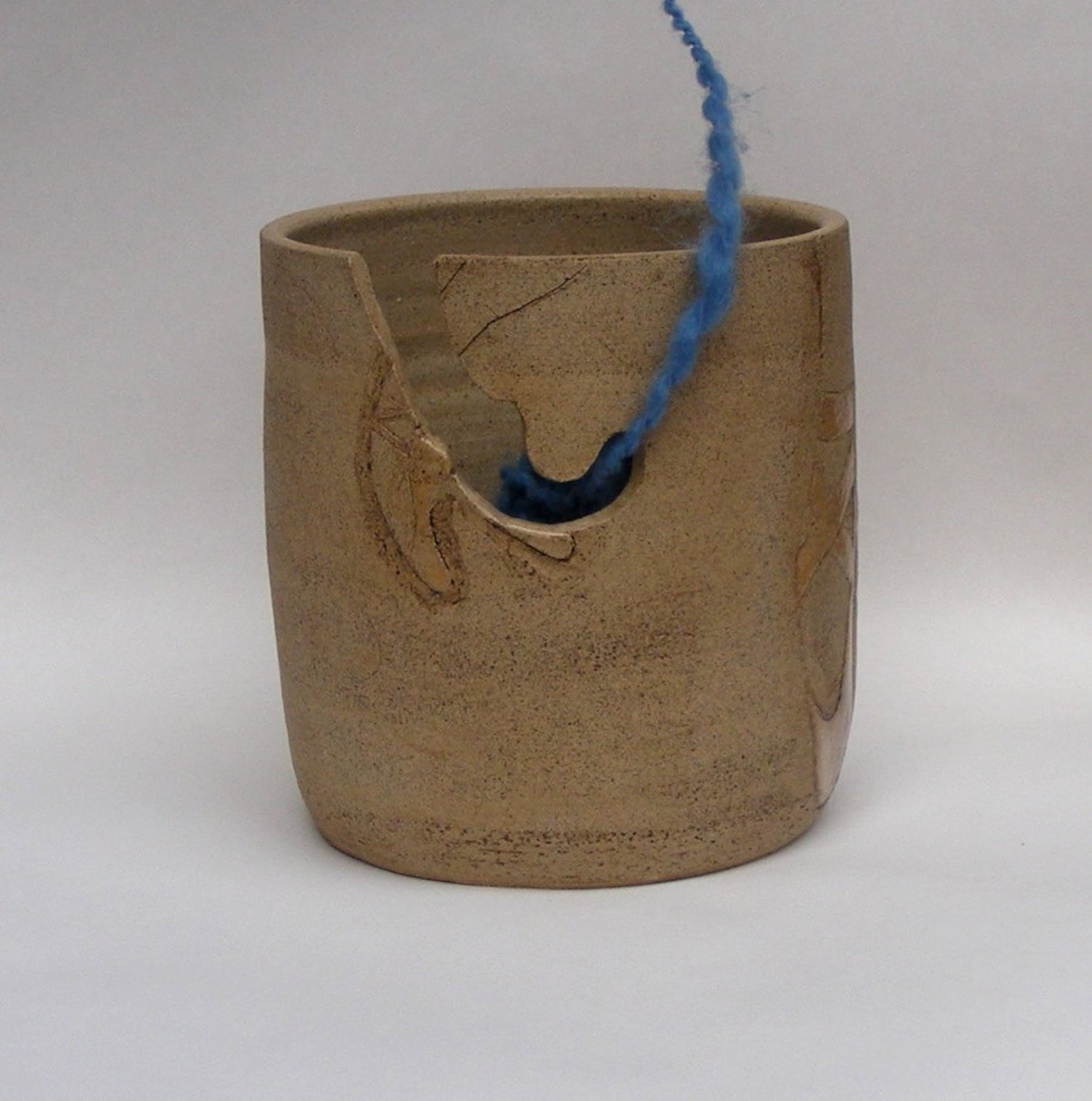 stoneware yarn bowl with etched ballet dancer
