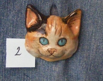 Relief Of a Cute Kitten Face, Big Large Cat Button One Of A Kind , Extra Large Cat Button No. 2