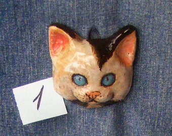 Relief Of a Cute Kitten Face, Big Large Cat Button One Of A Kind , Extra Large Cat Button No. 1