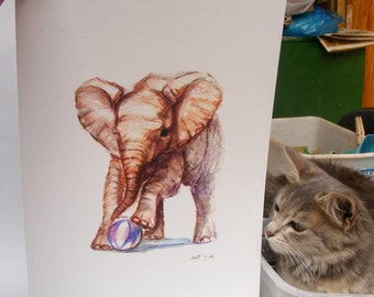 Baby Elephant Print Childrens Room Decor Watercolor