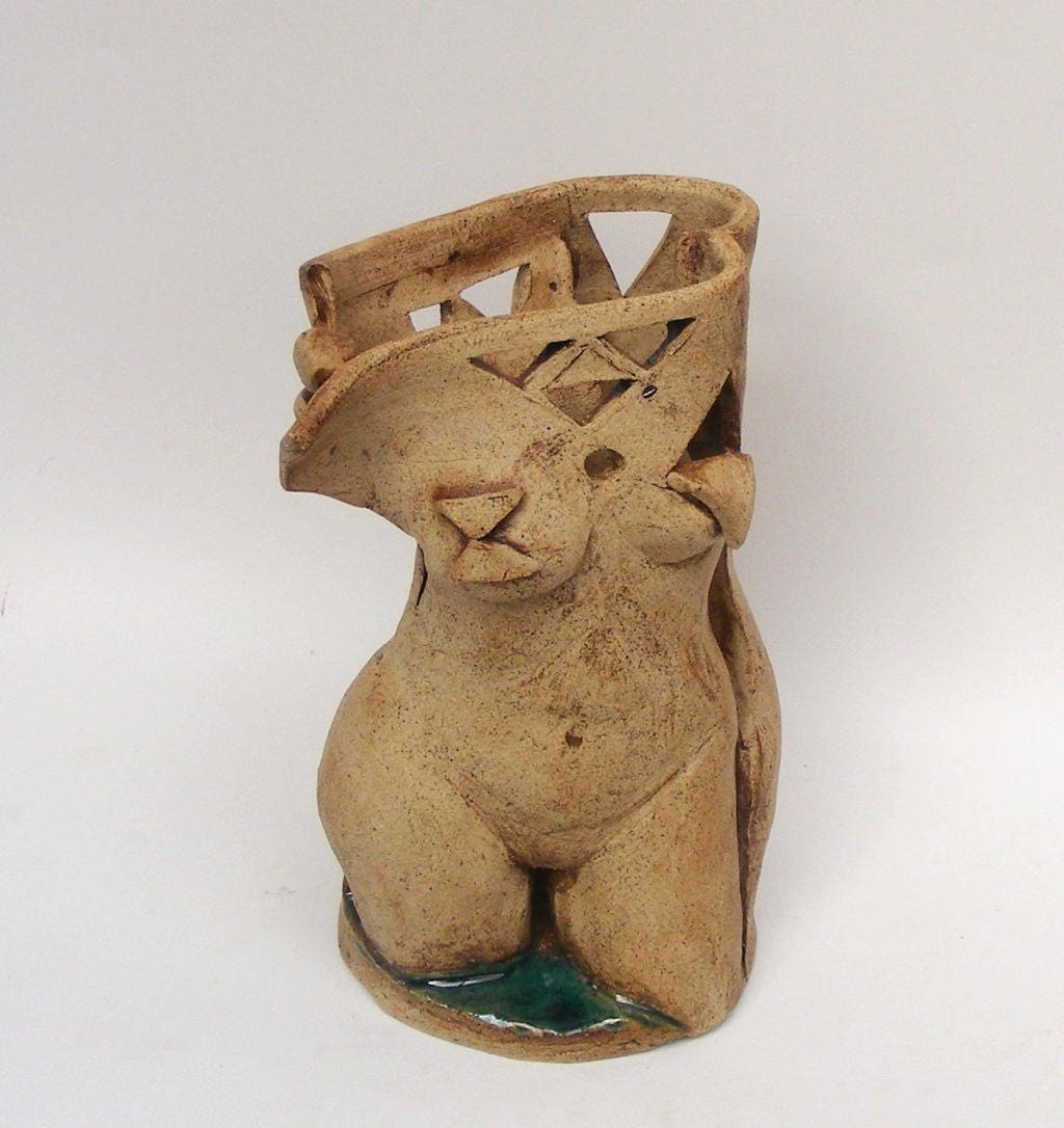 Reserved to Fay, Woman Torso Made With My Pottery Wheel, Ceramic Sculpture,  One of a Kind -  UK