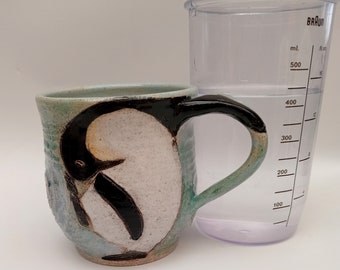 Penguin Mug, Handmade Ceramic Mug,  Handmade Penguins mug, Stoneware Mug , One Of A Kind