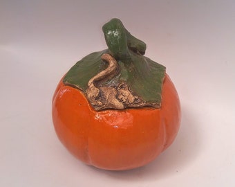 Pumpkin, Ceramic Box, Tiny Cat Miniature Kitty, Halloween Gift