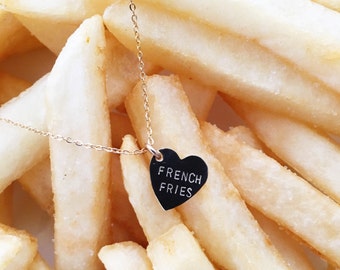 French Fries Heart Charm Necklace