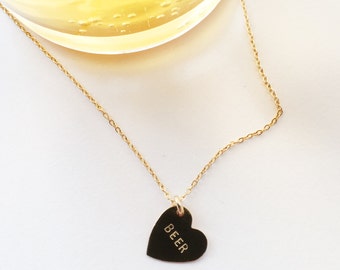 BEER Heart Charm Necklace