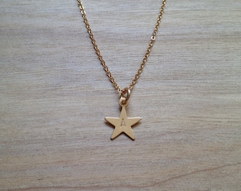 Hand Stamped Initial Star Necklace