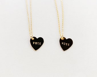 VOTE Heart Charm Necklace - Gold