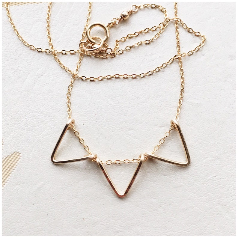 Mini Gold Triangle Bunting Necklace image 1