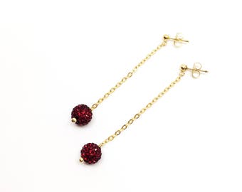 Red Sparkly Crystal Holiday Earrings