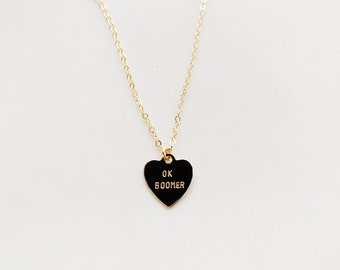 OK BOOMER Heart Charm Necklace