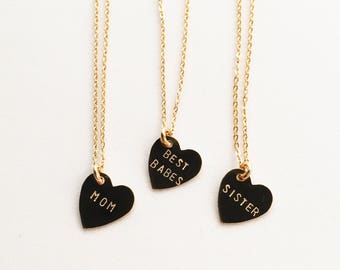 Best Babes, Sister, Mom Heart Charm Necklace - Valentine's Day