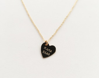 MAMA BEAR Heart Charm Necklace - Mother's Day