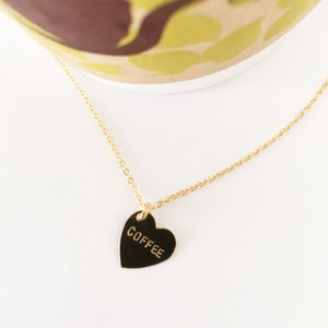 COFFEE Heart Charm Necklace