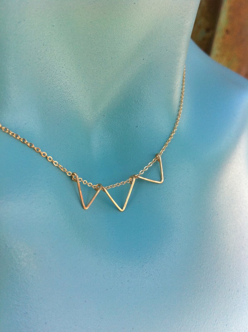 Mini Gold Triangle Bunting Necklace image 3