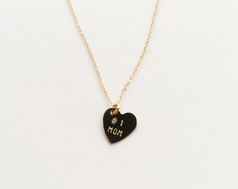 Mother's Day - #1 MOM Heart Charm Necklace