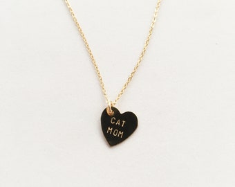 CAT MOM Heart Charm Necklace - Mother's Day