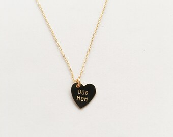 DOG MOM Heart Charm Necklace - Mother's Day