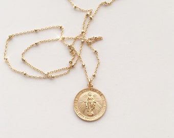 Miraculous Medal Gold Charm Necklace
