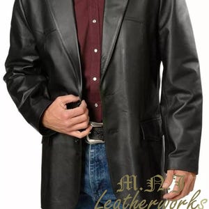 Chaqueta tipo blazer de piel de cordero auténtica y suave para hombre, con dos botones.