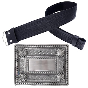 Cc Cintura Kilt con Fibbia Celtic Nodo Cardo Goffrato Vera pelle Cinture Nero eB Cc Cintura Kilt con Fibbia Celtic Nodo Cardo Goffrato Vera pelle Cinture Nero eB