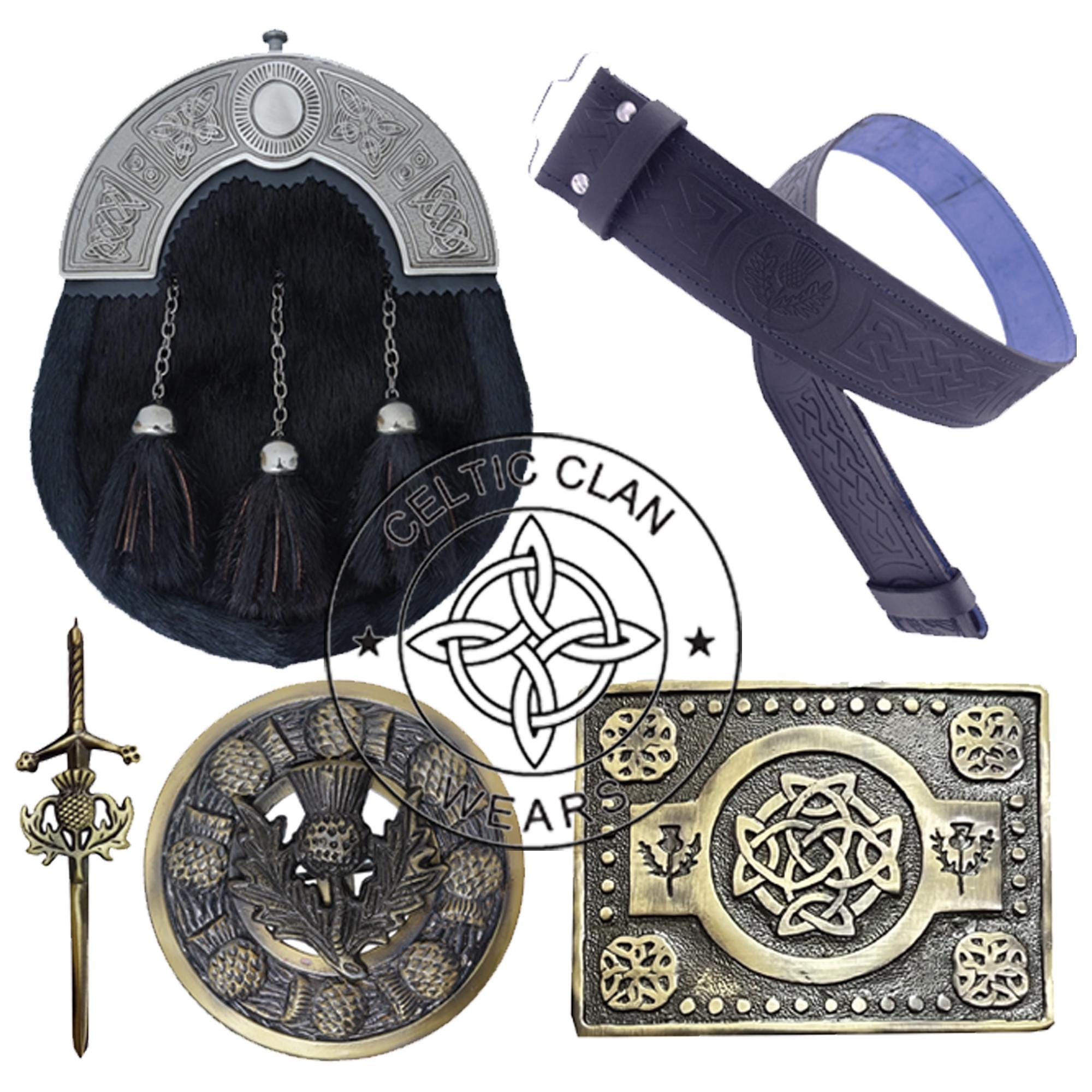 Scottish Kilt Sporran Set – Thistle Cantle & Embossed  display picture 1
