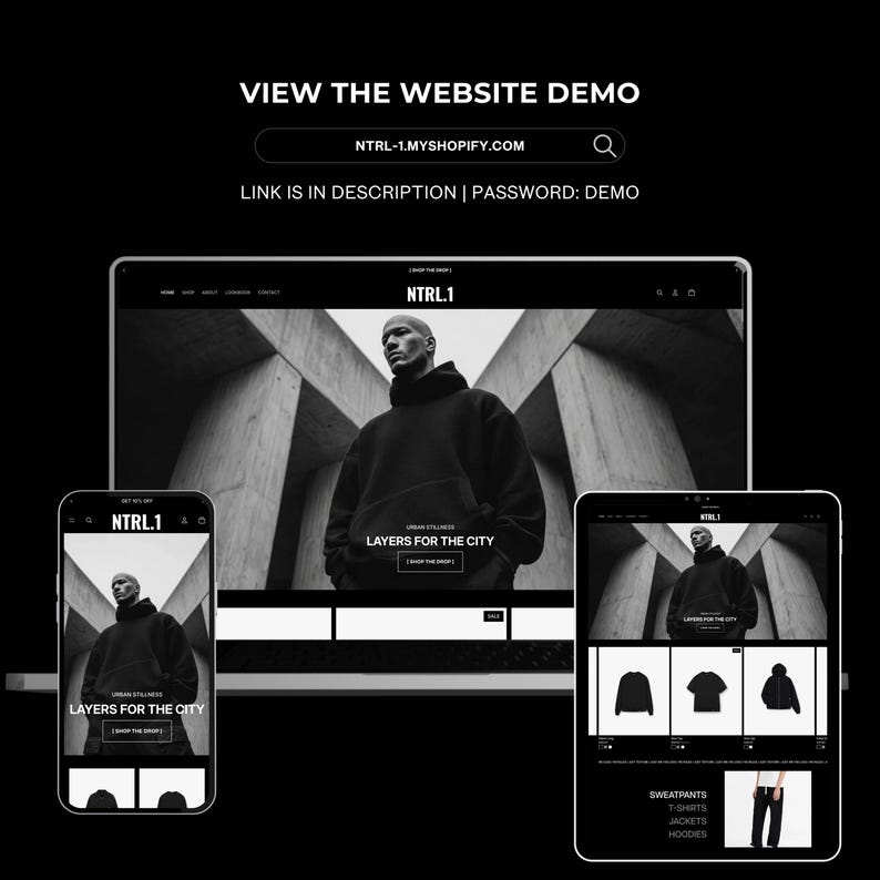 Shopify-tema för mörkt mode: Djärv gatumode och butikswebbplats bild 7