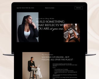 Modèle élégant carré noir : site Web de coach, d'agence, d'assistant virtuel