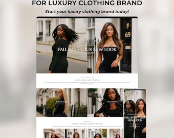Plantilla de Shopify para ropa de lujo, plantilla web para boutique de alta gama, diseño de tienda de moda, tema para marca femenina.