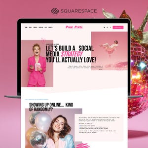 Pink Squarespace template for virtual assistants, coaches and marketing creatives – modern portfolio and agency website design