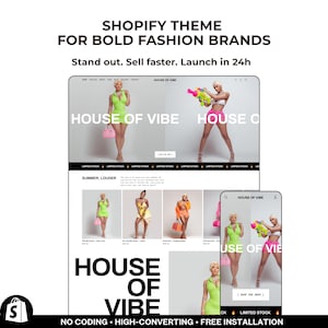 Bold Fashion Shopify Theme, Clothing Brand Website Template, Trendy Boutique Design, Urban Store