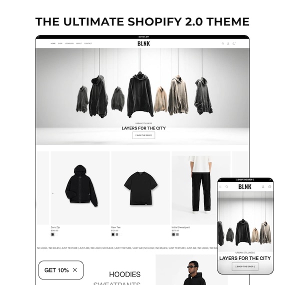 Clothing Shopify Theme, Streetwear Luxury T-shirt Shopify Template, Minimal Fashion Website Boutique