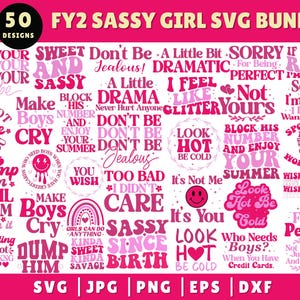 Sassy Girl SVG Bundle, Retro Girl SVG, Girl Power, Girl Boss SVG, Cute SVG, Motivational Inspirational SVG, Groovy, Trendy, Cricut Silhouette