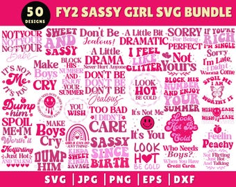 Sassy Girl SVG Bundle, Retro Girl SVG, Girl Power, Girl Boss Svg, Cute Svg, Motivational Inspirational Svg, Groovy, Trendy,Cricut Silhouette