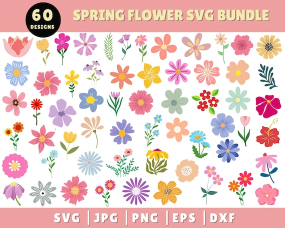 Flower SVG Bundle, Spring Flower SVG, Flower Png Bundle, Flower Clipart, Retro Flower Svg, Flower Cut File, Flower Svg, Simple Flower SVG
