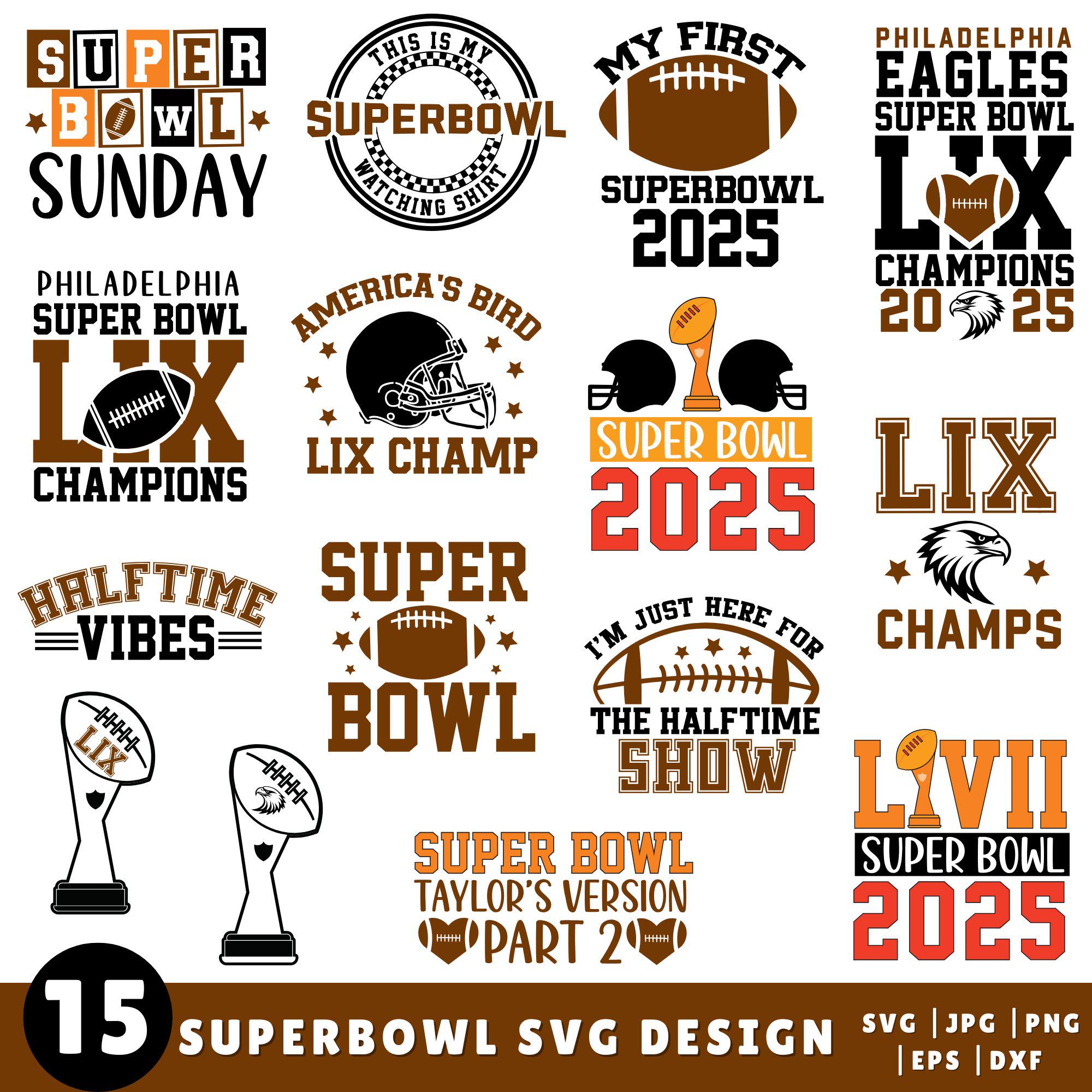 Super Bowl 2025 Philadelphia Eagles PNG & SVG Bundle, Retro Game Day Designs, Football Sublimation Graphics,Football Eagles Svg, Cutfiles.