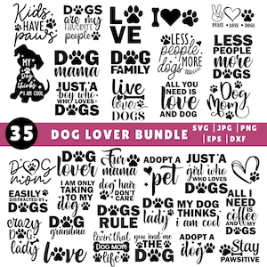 Hundeliebhaber Zitate SVG-Bundle, Hunde Mama SVG, Pfoten SVG, Pelz Mama SVG, Pfotenabdrücke SVG, Welpe SVG, Hund Sprüche SVG, Hund Clipart, Instant Download