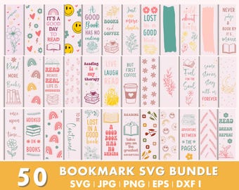 Bookmark SVG Bundle, Bookmark Template Svg, Bookmark Png, Printable bookmark, Books Svg, Retro Book svg, Bookmark Quote Svg, Reading Svg