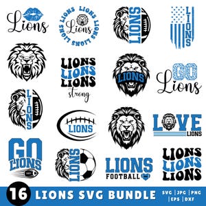 Lions SVG Bundle, Lions SVG, Lions Cutfile, Lions Svg Cricut, Lions School Mascot, Lions Silhouette, PNG, Lions Svg For Gift, Birthday File