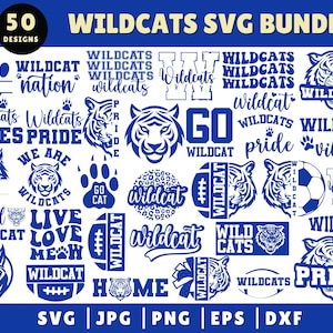 Wildcat SVG Bundle, Wildcat School Spirit SVG, Wildcat Mascot Svg, Wildcat Silhouette, Wildcats Shirt Svg, Wildcat Face PNG, Wildcats Cricut