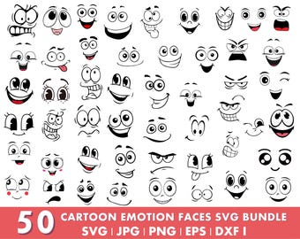 Cara de emoción de dibujos animados SVG, Emojis SVG, Ojos SVG, Caras lindas SVG, Emoji Clipart, Cara divertida SVG, Clipart de dibujos animados, Vector de dibujos animados