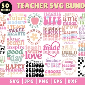 Teacher Svg Bundle, Teacher Quote Svg, Teacher Shirt Svg, Teach Svg, Back To School Svg, School Quote Svg, Teacher Sayings Svg Png Cut File