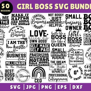 ガール ボス SVG バンドル、ボス レディ SVG、起業家 SVG バンドル、中小企業経営者 SVG、ボス ベイブ SVG、ボヘミアン モチベーション クオート、クリップアート SVG