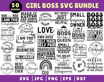 Girl Boss Svg Bundle, Boss Lady Svg, Entrepreneur Svg Bundle, Small Business Owners Svg, Boss Babe Svg, Boho Motivational quotes,Clipart Svg