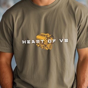 V8 Engine Heart T-Shirt, Gearhead Mechanic Car Lover Tee