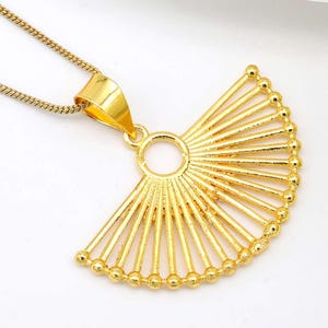 Half Sun Pendant | Gold Sunrise Pendant | Sunshine Necklace | Sun Rays Jewelry |  Sunburst Necklace | Radiance Pendant | Sun Symbol Necklace