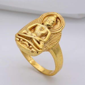 Buddha Meditation Ring | Gold Thai Buddha Ring | Spiritual Symbol Ring | Mindfulness Jewelry for Men & Women | Sacred Gift of Presence