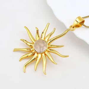 Amethyst Sunshine Necklace | Gold Sunrays Pendant | Healing Necklace | Spiritual Jewelry | Bohemian Necklace | Gold Pendant | Nice present