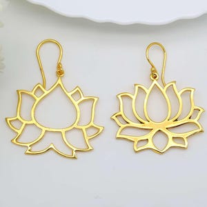 Lotus Flower Hoop Earrings | Mixed Design Hoops | Flower Earrings | Bohemian Earrings | Gift for Her | Minimalist Hoops | Spiritual Jewelry