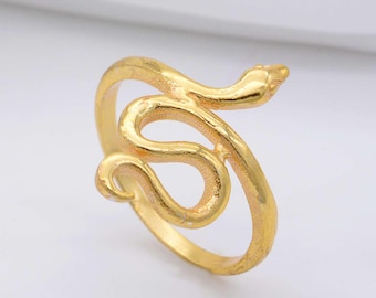 Minimalist Snake Ring, 18k Gold Plated Serpent Ring, Dainty Snake Jewelry, Open Snake Band Ring, Symbolic Protection Ring, Gift for Her