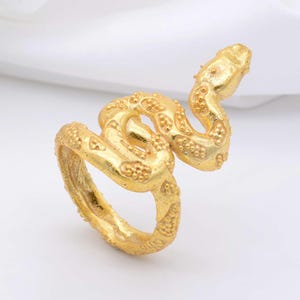 Serpent Coil Ring | Gold Plated Snake Ring | Unique Snake Ring in Gold | Symbol of Transformation & Protection | Animal Ring Gift